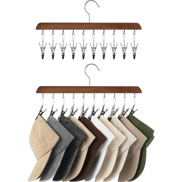 Closet Hat Organizer Rack Set for Baseball Caps with Adjustable Clips 2 Pack - Picture 1 of 7